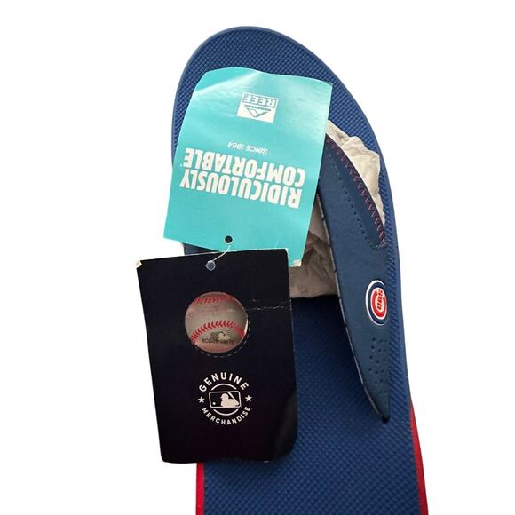 Reef Fanning X MLB Men's Flip Flop Sandals Chicago Cubs Bottle Opener NWT - Picture 9 of 10